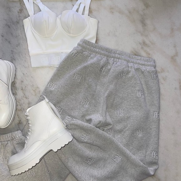 Alexander Wang Logo Embroidered Jogger Sweatpants in Gray - Picture 5 of 16